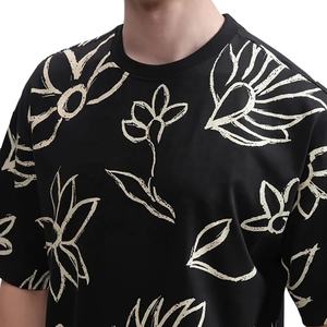 เสื้อยืดผู้ชายแบบสั่งทำ สีดำและสีขาวล้วน พิมพ์ลายดิจิทัลขนาดใหญ่ ลายเรียบ ผ้าฝ้ายฟลีซ 100% เป็นมิตรกับสิ่งแวดล้อม สไตล์ลำลอง - Product Image 5