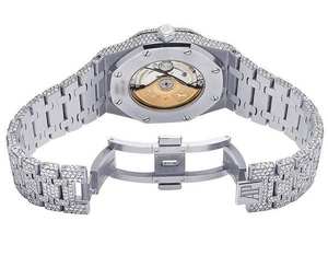 BOJ A.P. Reloj de Lujo para Hombre con Esfera de Diamantes Negros, Movimiento de Cuarzo, Diamantes VVS, Moissanita, Aleación de Acero Inoxidable, Correa de Acero Inoxidable, Precio Bajo - Product Image 5