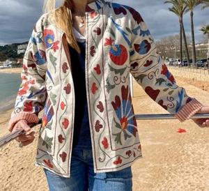 SUJANI <b>Quilted</b> Reversible Breathable Eco-Friendly 100% Cotton Bomber <b>Jacket</b> for Winter Autumn Spring - Product Image 3