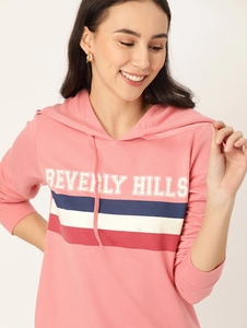 Sudadera Rosa para Mujer con Estampado de Letras y Rayas, Informal, de Algodón Tejido, para Otoño - Product Image 3