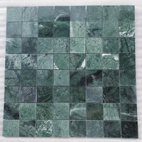 Mosaïque de parquet en marbre vert indien traditionnel attrayante, résistante à l'eau, écologique, pour crédence de cuisine d'hôtel et piscine