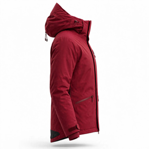 AMKOOR Men's Red <b>Hooded</b> Puffer Jacket Windproof Polyester <b>Winter</b> <b>Coat</b> Zipper Closure Regular Fit - Product Image 3