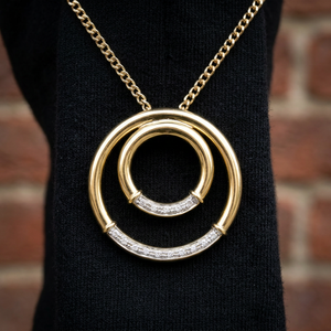 Haute Qualité 18K 14K 9K Fantaisie Or Jaune Diamant Blanc Naturel Forme De Cercle Géométrique Collier Femme - Product Image 4