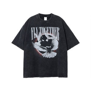 Custom Printing Acid <b>Wash</b> Cotton T-shirt for Men Loose Fit Classic Tees Hot Selling Streetwear Lightweight Oversized T-Shirts - Product Image 1