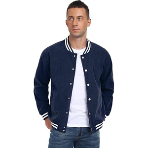 Chaqueta Varsity con Bloques de Color en Contraste para Hombre, Mezcla de Algodón y Nailon, Diseño de Paneles Audaces, Estilo Béisbol Universitario, Moda Urbana - Product Image 2
