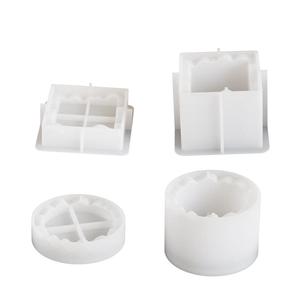 Square Round Irregular Stitching Storage Jar Aromatherapy Candle Cup Gypsum Epoxy <b>Resin</b> Candle <b>Silicone</b> Mold - Product Image 5