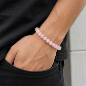 Cheap Customize Luxury Stretch <b>Elastic</b> Resin Bead Stretch Rose Quartz Gemstones Fashion Jewelry <b>Bracelets</b> Gifts - Product Image 1