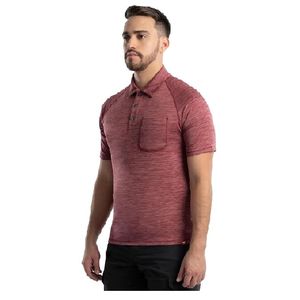 Polo Rojo de Manga Corta para Hombre con Bolsillo, Informal, de Punto, Transpirable, de Color Sólido, Corte Regular - Product Image 1