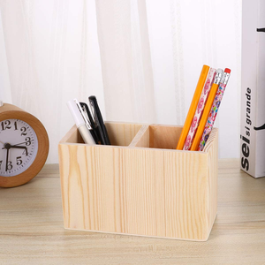 Portalápices de Madera Hecho a Mano, Pulido, Accesorio de Oficina y Escolar para Estudiantes, con 2 Compartimentos Divididos, Porta Lápices de Madera de Color - Product Image 1