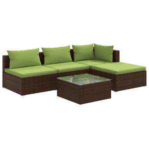 Conjunto de Muebles de Jardín de Ratán Marrón, 4 Plazas, Muebles de Exterior Contemporáneos, Resistentes a la Intemperie, Conjunto de Sofás para Patio - Product Image 4