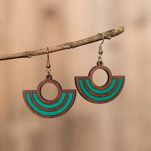 Boucles d'oreilles en bois style clou, minimalistes, finition lisse, prix usine, vente en gros - Product Image 1