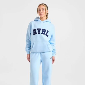 Youth Chenille Patch Stand Pullover Hoodie Loose Heavyweight Cotton Poly Blend Brushed Fleece Lined Solid Spring Sporty Digital - Product Image 4