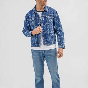 Veste en jean vintage sur mesure OEM Streetwear pour homme, avec patch brodé, coupe oversize, style workwear, pour l'hiver - Product Image 3