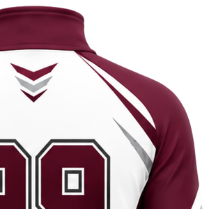 <b>Burgundy</b> White Quarter Zip Sports <b>Shirt</b> Long Sleeve Athletic Training Running Teamwear Custom Performance Sportswear Top Jerseys - Product Image 5