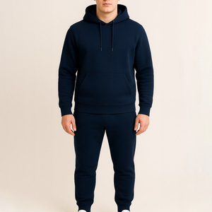 Survêtements en coton épais surdimensionnés pour hommes, en molleton uni pour l'hiver, avec logo imprimé, ensemble de survêtement personnalisé de haute qualité - Product Image 1