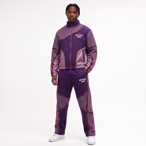 <b>mens</b> <b>purple</b> lavender tracksuit textured pattern zip jacket track pants set streetwear two piece heavyweight fleece sweat <b>suit</b> - Product Image 1