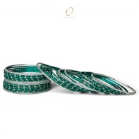 Ensemble de bracelets en acier inoxydable vert pour enfants, pour filles, pour les occasions spéciales, bijoux de mode indiens, fabricant en gros