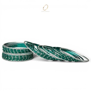 Juego de Brazaletes de Acero Inoxidable Verde para Niñas, Joyería de Moda India para Fiestas, Fabricante Mayorista - Product Image 4