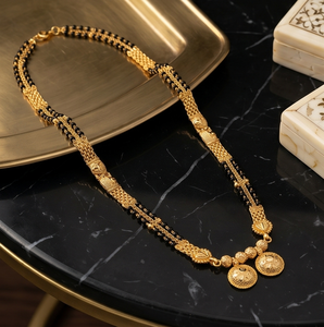 Divyoro Classic Gold Plated Beaded Mangalsutra Necklace for Women Wedding Jewelry Round Design <b>Copper</b> Alloy <b>Chain</b> Hindu - Product Image 2
