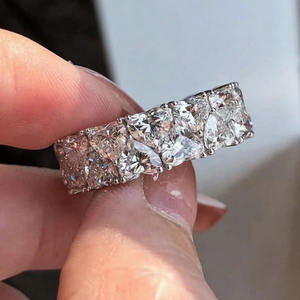 Bague empilable en argent sterling avec moissanite taille cœur et diamants double face, pour fiançailles, mariage, anniversaire, cadeau pour homme - Product Image 1