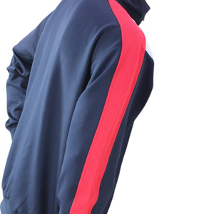 Custom Men Sports Hoodie Wholesale Navy Red Zip Up Jacket Training Warmup <b>Top</b> Team Wear Bulk Supplier OEM Athletic Outerwear - Product Image 3