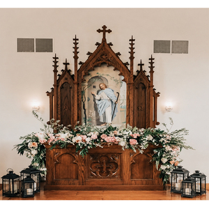 Sacred Church Altar Table with Gothic Arch Design Christian <b>Temple</b> Small Wooden <b>Temple</b> For <b>Home</b> Customized Puja Unit for Sal - Product Image 1