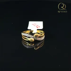 Elegant <b>gold</b> <b>ring</b> with sparkling stones stylish twisted band modern jewelry for women daily wear party gift premium design - Product Image 2