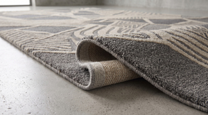 Grey <b>Ivory</b> Wool Abstract Line <b>Rug</b> Eco-Friendly Non-Slip Hand Tufted Layered Maze Fragmented Geometric Pattern for Contemporary - Product Image 6