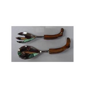 ชุดสลัดด้ามไม้ทำจากเหล็กขัดเงาทำจากเหล็กขัดเงาทรงแตรธรรมชาติ - Product Image 3