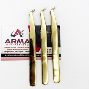 Pince à cils Plasma Gold 65 degrés, pointe fine, volume, testée à la main, durable, pour extensions de cils, avec logo - Product Image 4