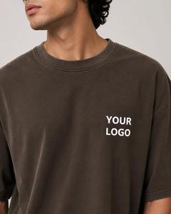 T-shirt en coton surdimensionné pour homme avec logo personnalisé, col rond, manches courtes, couleur unie, coupe décontractée, respirant, jersey, logo imprimé sur le devant - Product Image 4
