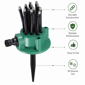 Arroseur de jardin rotatif à 360 degrés en plastique vert, buse d'arrosage automatique pour pelouse, tube de pulvérisation flexible, connecteur universel, RoHS - Product Image 5