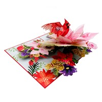 Viet-craft - Linterna Floral Navideña 3D, Tarjeta de Felicitación de Papel Hecha a Mano, Impresión Offset, Regalo de Bendición Festiva, Ramo de Flores
