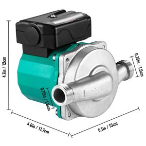 Pompa di Ricircolo Acqua Calda 93W 110V con Filettatura G da 3/4'' e Adattatore in Ottone NPT da 1/2'' - Pompa Circolatrice Resistente alle Macchie - Product Image 5
