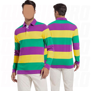 Chemise à manches longues à blocs de couleurs brodés, logo personnalisé, coton, polos oversize, vêtements de sport, streetwear, rayé, rugby, homme - Product Image 3