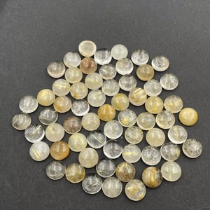 Natural Golden Rutile Mix Size Round Loose Gemstone Cabochon 4,5,6,7,8,9,10,11,12, mm Golden Rutile Cabochon for Jewelry - Product Image 3