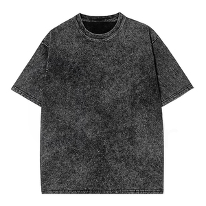 T-shirt en jean noir pour homme, manches courtes, col rond, coupe oversize, décontracté, couleur unie, coton délavé, design épuré - Product Image 6