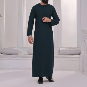 Jubbah Thobe à col rond et manches longues, de haute qualité, fabriqué en usine, vente directe, robe longue boutonnée, Thobe islamique - Product Image 6