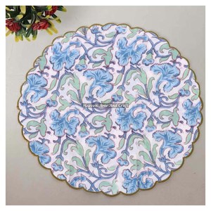 Handmade Printed Modern <b>Round</b> <b>Table</b> Napkin 100% Cotton Unique Design for Airplane, Hotels and Home Use EN040 - Product Image 1