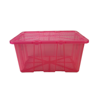 Boîte de rangement rectangulaire transparente rose en PP avec couvercle, recyclable, revêtement UV, épaisseur 2 mm, personnalisable pour usage agricole