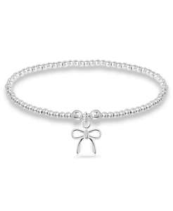 Bead Bow <b>Charm</b> <b>Bracelet</b> in <b>Silver</b> Plate | Macy's - Product Image 1