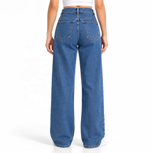 Jeans de Cintura Alta para Mujer, Mezclilla Rígida, Marca Privada para Minoristas de Moda, Tallas S-XL, Pedido al por Mayor, Suministro de Fábrica - Product Image 3