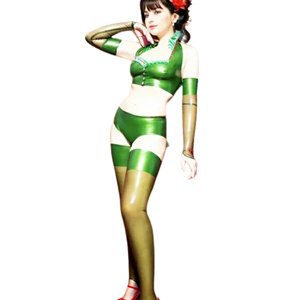 Women Shiny PU Color Blocked <b>Bodysuit</b> Green Solid Sexy Style All Seasons Wear - Product Image 1