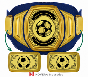 เข็มขัดแชมป์พรีเมียม NOVERA INDUSTRIES ผลิตจากโลหะผสมสังกะสีแบบกำหนดเอง ดีไซน์สายรัดที่แข็งแรงและสวมใส่สบาย เหมาะสำหรับกีฬามวยปล้ำ มวยสากล และเทควันโด - Product Image 4