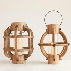 Lanterne suspendue en bois classique, fabriquée à la main en Inde, écologique, finition naturelle, pour Noël et la décoration de la maison, vente en gros - Product Image 6