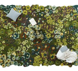 Tapis rectangulaire en laine et acrylique tufté à la main, motif floral, style bohème, à poils longs et épais, avec envers antidérapant en caoutchouc, pour salon - Product Image 6