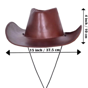 Sombrero de Vaquero de Cuero de Grano Completo 2026, Sombrero para Montar a Caballo, Accesorios de Equitación al Aire Libre, Sombrero Estilo Western de Cuero de Grano Completo - Product Image 1