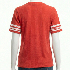 Camiseta Personalizada para Mujer, Color Rojo, Estilo Urbano, Cuello Redondo, Manga Corta, Tejido de Algodón, Corte Regular - Product Image 6