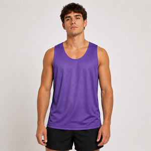 <b>Men's</b> V-Neck Mesh Tank Top Sleeveless Athletic Basketball Apparel Moisture Solid Color All Seasons Fit Private labels - Product Image 2