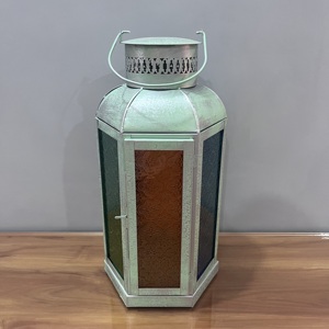 <b>Vintage</b> Handmade Artisan Design Iron Metal Colored Glass Moroccan Style Table <b>Lantern</b> for Wedding Home Decoration - Product Image 3